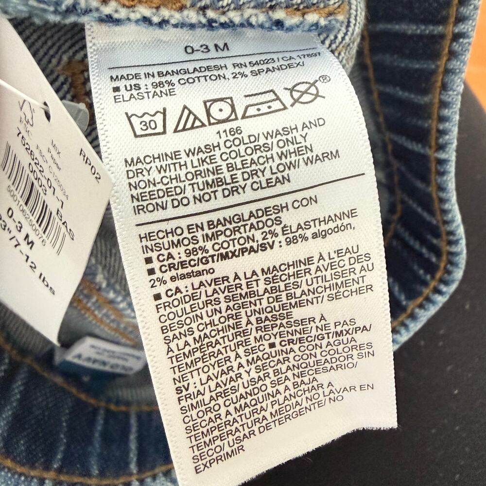 NWT Old Navy Pull On Elastic Waist Denim Jeans Baby Boy 0-3 Months Drawstring - Picture 6 of 8